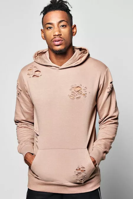  Oversized Distress Hoodie For Men